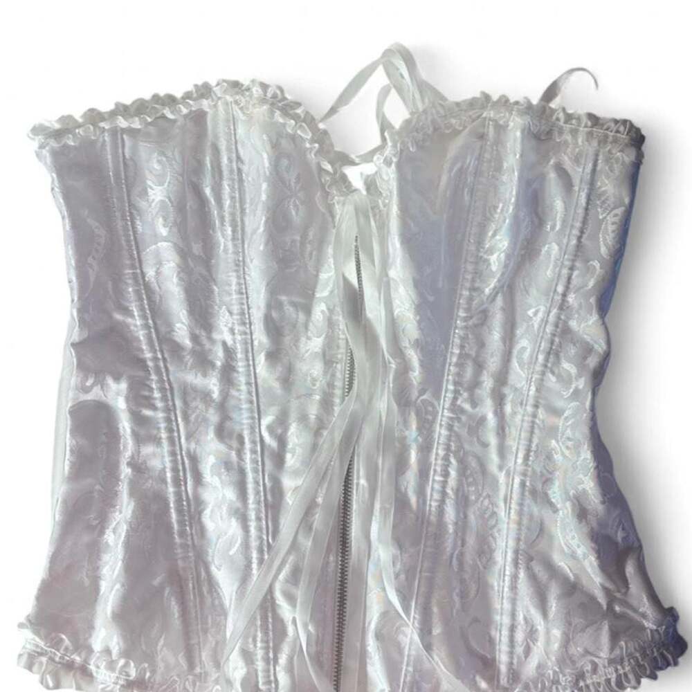 Spirit Halloween White Floral Brocade Corset Top